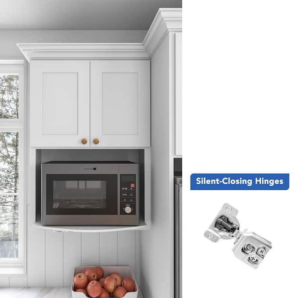 30 in. W x 17 in. D x 42 in. H Ready to Assemble Solid Wood Shaker Microwave Wall Kitchen Cabinet in White