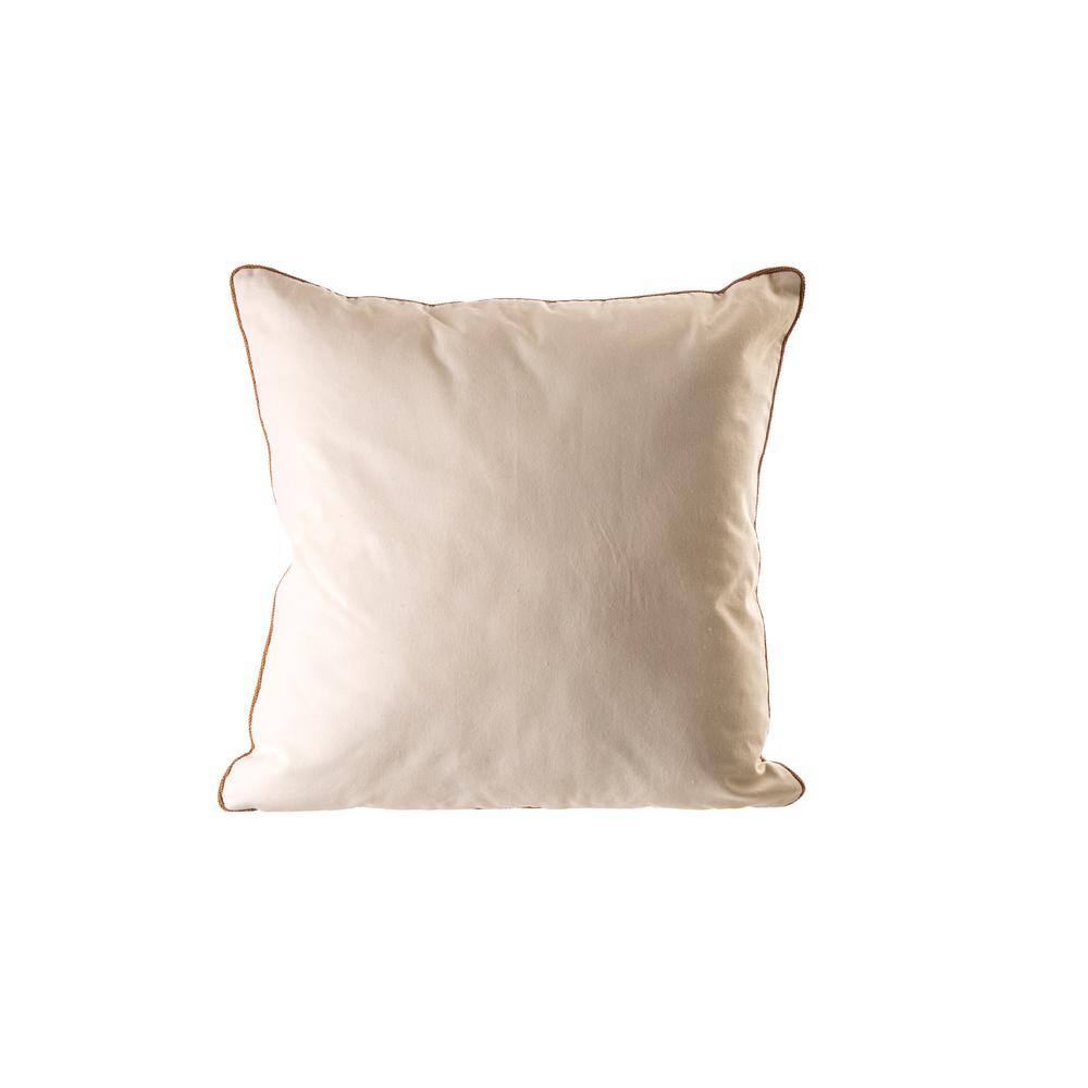 18x18 Beige Cotton Polyester Embroidered Pumpkin Throw Pillow