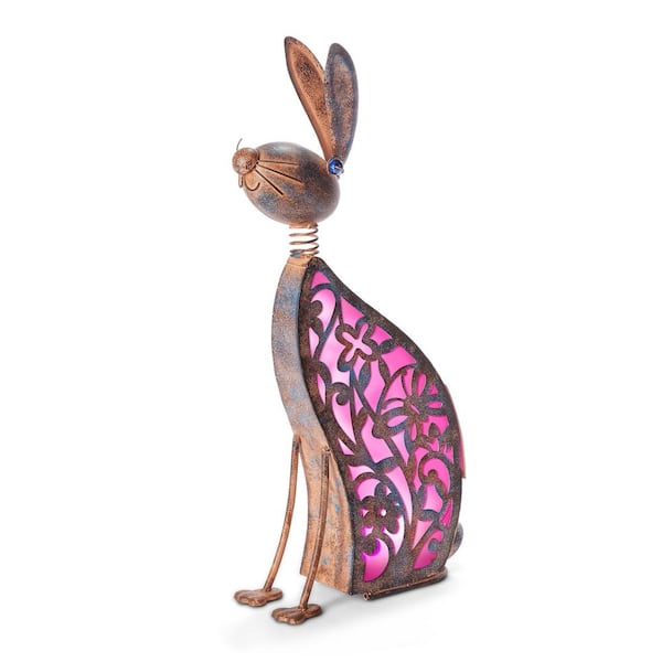 23.03 in. H Solar Lighted Rabbit Garden Statue