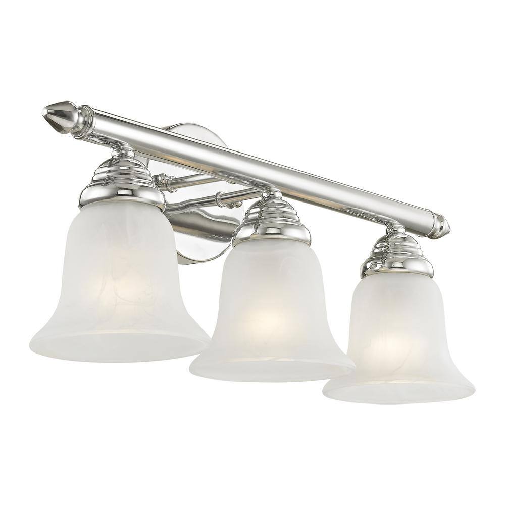 Polished Chrome 19" Vanity Light with White Alabaster Glass