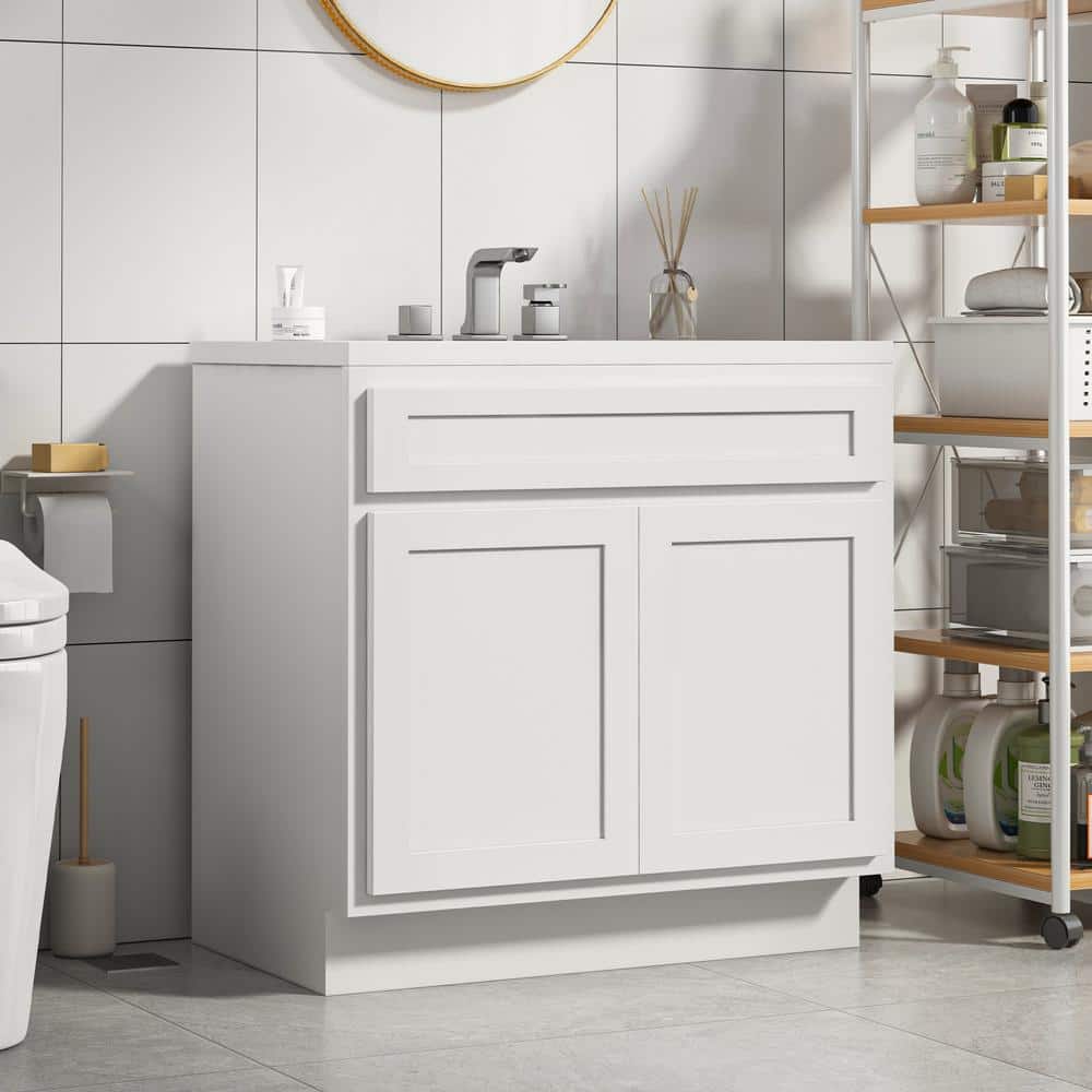 White Birchwood 36" Vanity Cabinet with Soft-Closing Doors