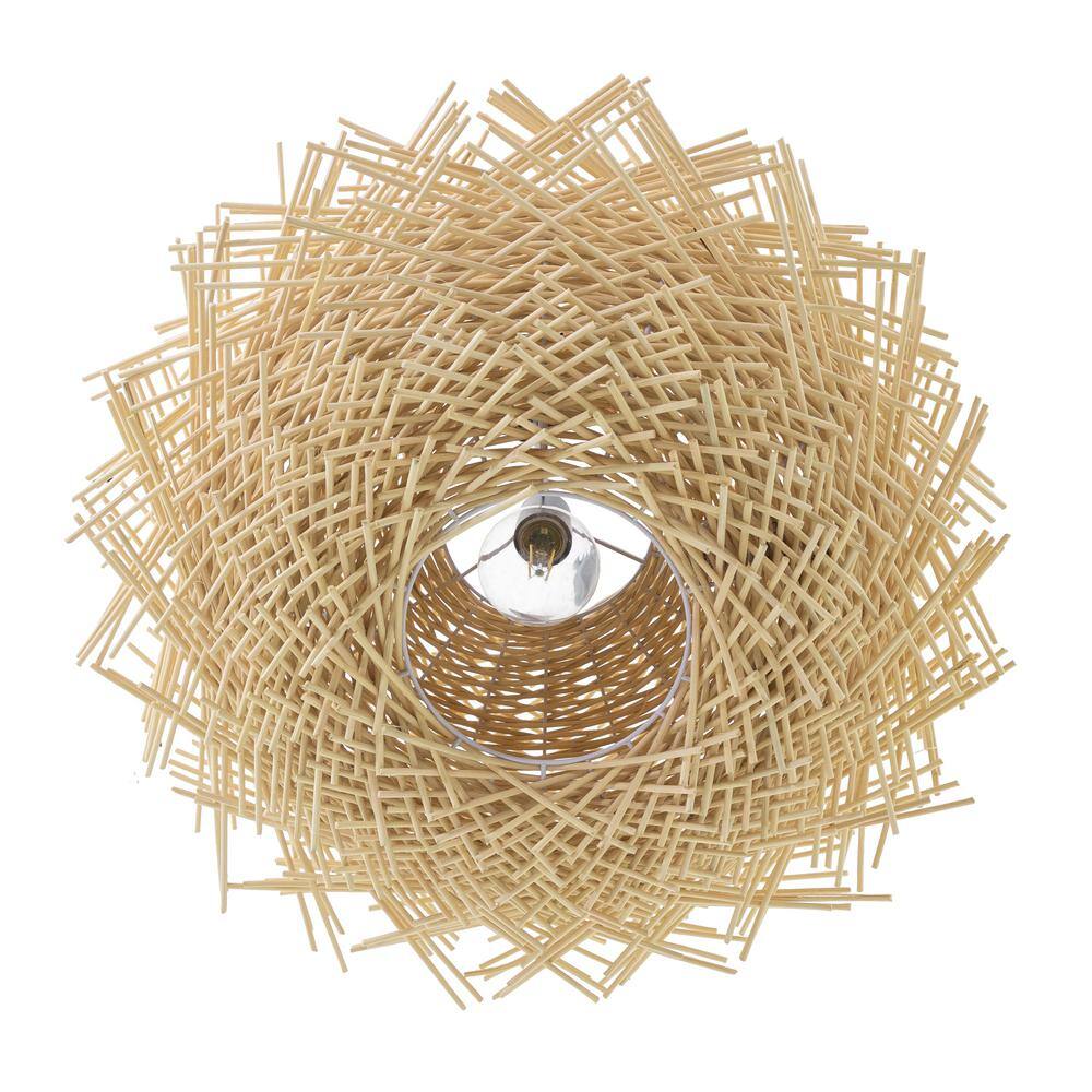 Pua Natural Bamboo Wicker Pendant Light with 12ft Cord