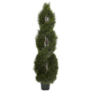 Nearly Natural 5.5 ft. Artificial Cypress Cone Topiary Tree UV ...