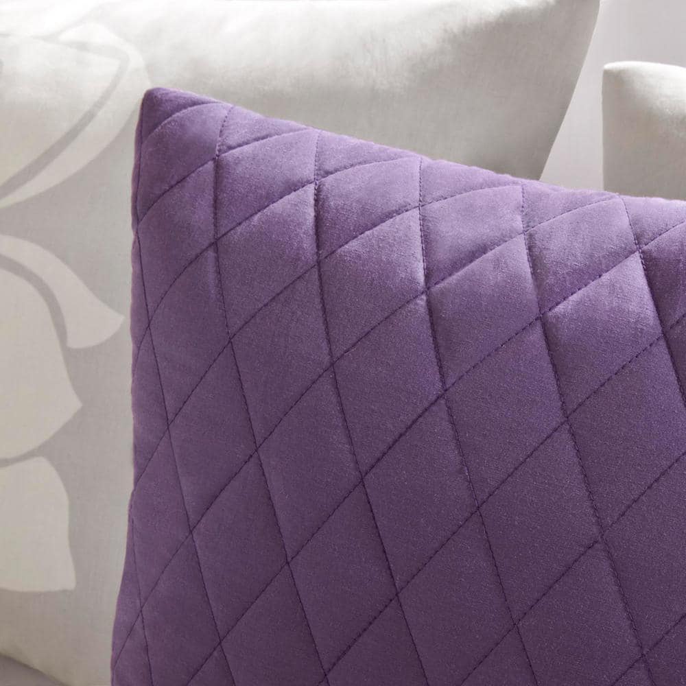 Purple and Grey Floral Cotton Full/Queen Duvet Cover Set