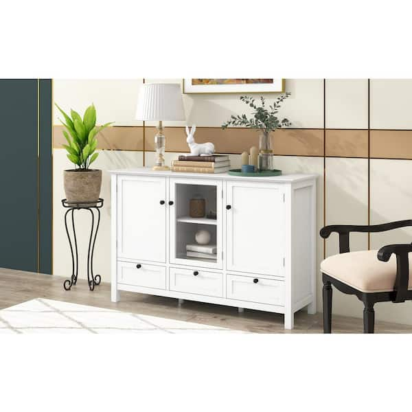 white accent console table