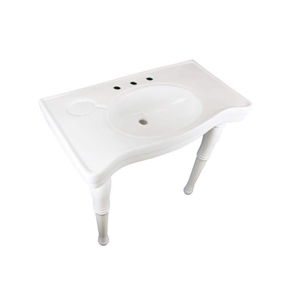 Belle Epoque White Ceramic Console Sink with Spindle Legs