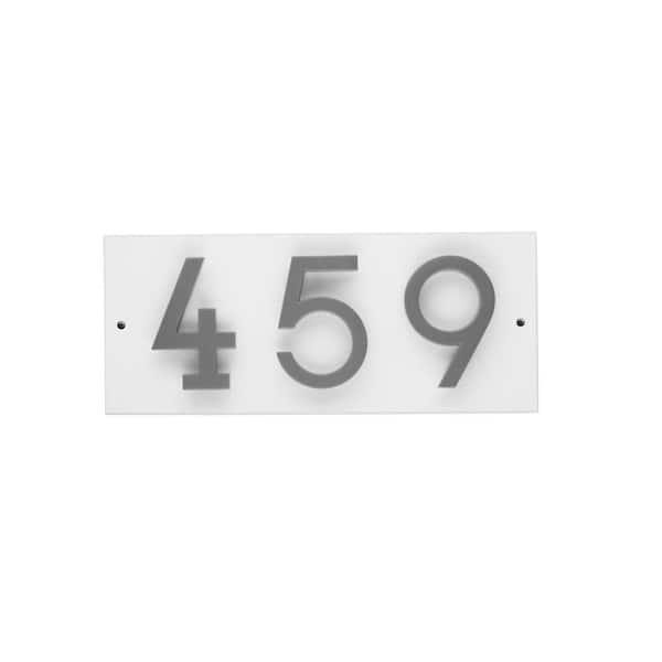 Floating Stand-Off 3-Number Horizontal Sign White with Silver Modern Font Numbers