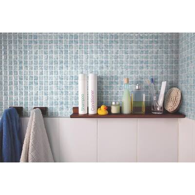 Vetro Aqua 10 in. W x 10 in. H Peel and Stick Self-Adhesive Decorative Mosaic Wall Tile Backsplash (5-Tiles)