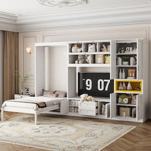 Harper & Bright Designs Wood Frame Murphy Bed with TV Stand (Twin Size)