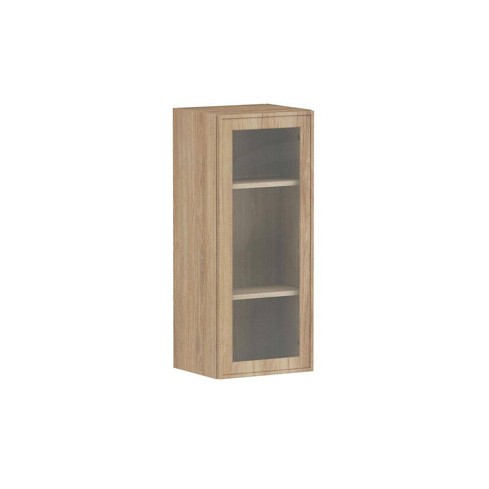 Designer Series Renly 15 in. W x 12 in. D x 36 in. H Assembled Slim Shaker Glass Door Wall Kitchen Cabinet in Sandstone price history on PriceWatchPro