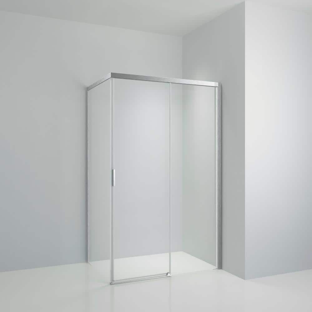 48 in. H x 34 in. W x 76 in. H Sliding Semi-Frameless Shower Door Enclosure