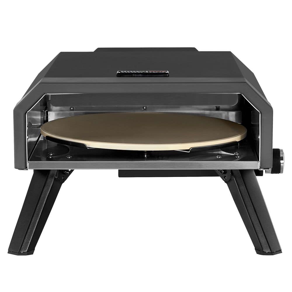 Portable Propane Gas Pizza Oven with 13 in. Pizza Stone, Collapsible Legs for Backyard, Handmade Pizza, Black