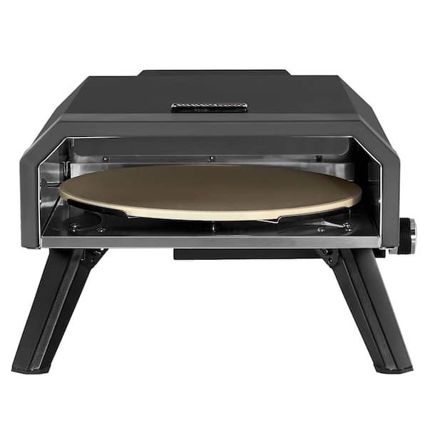 Portable Propane Gas Pizza Oven with 13 in. Pizza Stone, Collapsible Legs for Backyard, Handmade Pizza, Black