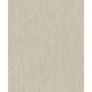 Ambiance Taupe Metallic Textured Leaf Emboss Vinyl Non-Pasted Wallpaper Roll (Covers 57.75 sq. ft.)