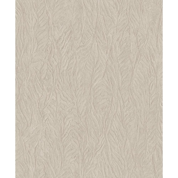 Unbranded Ambiance Taupe Metallic Textured Leaf Emboss Vinyl Non-Pasted Wallpaper Roll (Covers 57.75 sq. ft.)