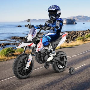 12-Volt Licensed Aprilia Kids Ride On Motorcycle Electric Dirt Bike with Light and Music White