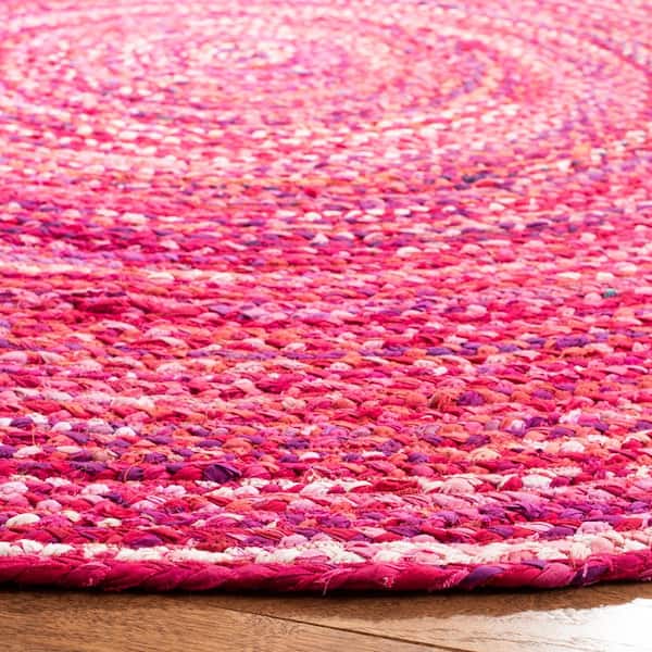 Pink Safavieh Cape Cod Collection CAP235F Handmade Braided Area Rug 6' x 6' Round Grey 