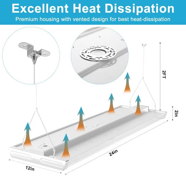 Unbranded Diamond 2 ft. LED High Bay Shop Light - 200-Watt Equiv. 800-Watt, 5000K Linear Hanging Light for Warehouse, (6-Pack)