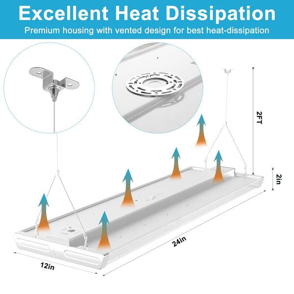 Unbranded Diamond 2 ft. LED High Bay Shop Light - 200-Watt Equiv. 800-Watt, 5000K Linear Hanging Light for Warehouse, (4-Pack)
