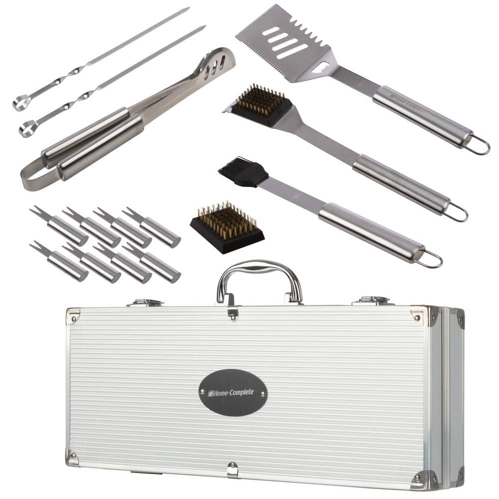 16-Piece Stainless Steel BBQ Grill Tool Set with Aluminum Case