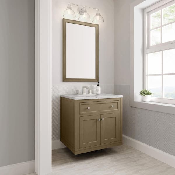 James Martin Vanities Chicago 30.0 in. W x 23.5 in. D x 33.76 in. H Single Bath Vanity in Walnut Whisper with Ethereal Noctis Quartz Top