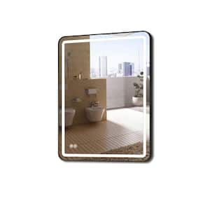 36 in. W x 28 in. H Large Rectangular Metal Framed Anti-Fog Dimmable and Vertical Wall Bathroom Vanity Mirror in Black