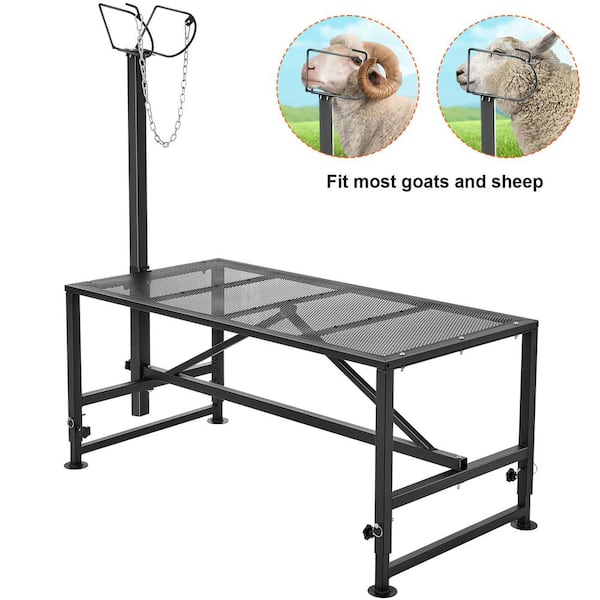 VEVOR 64.1 in. x 47 in. Stationary Goat & Sheep Stand 500 lbs Loading Weight Black 21 to 33in. Adjustable Height Grinder Stand
