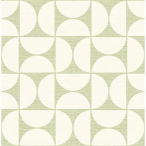 Deedee Green Geometric Faux Grasscloth Green Wallpaper Sample