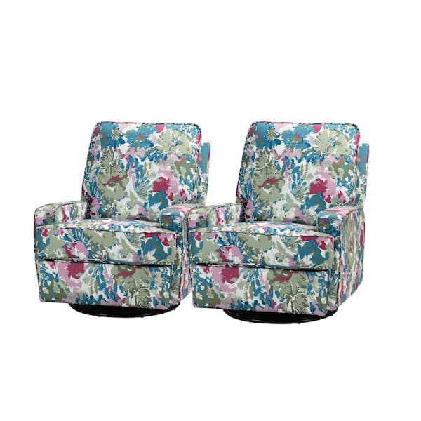 JAYDEN CREATION Apodaca Pink Swivel Rocker Recliner with Metal Base