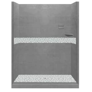 Del Mar 60 in. L x 30 in. W x 80 in. H Center Drain Alcove Shower Kit with Shower Wall and Shower Pan in Wet Cement