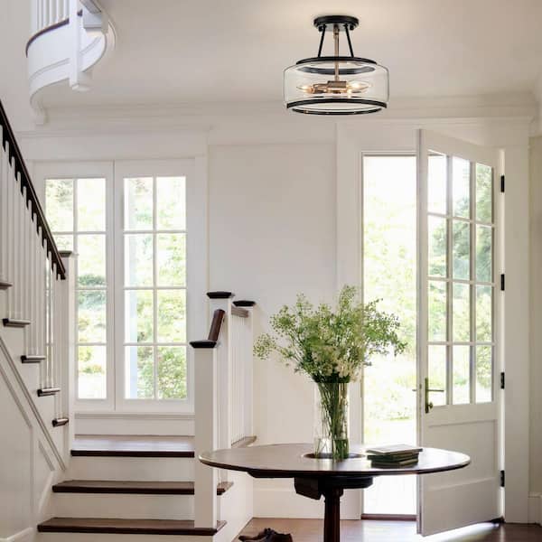 Kost 11.8 in. 3-Light Flush Mount Ceiling Lights with Clear Glass Shade