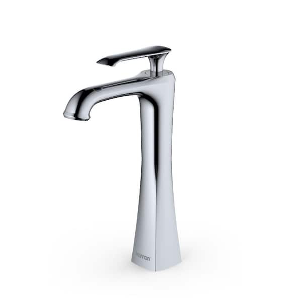 Karran Woodburn Single Handle Single Hole Vessel Bathroom Faucet with Matching Pop-Up Drain in Chrome
