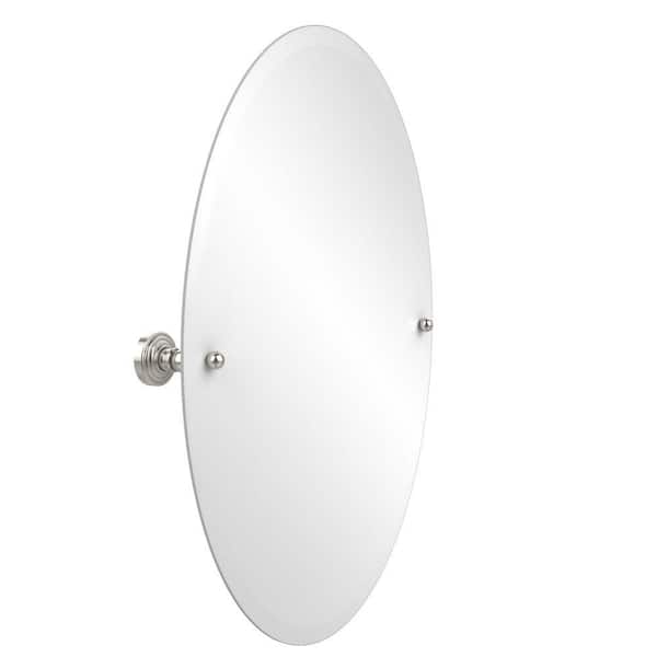 Allied Brass Waverly Place Collection 21 in. x 29 in. Frameless Oval Single Tilt Mirror with Beveled Edge in Polished Nickel