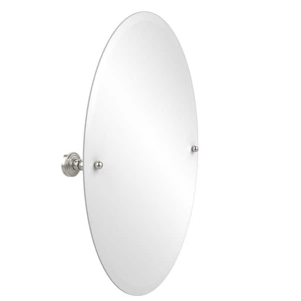 Allied Brass Washington 21 in. W x 29 in. H Frameless Oval Beveled Edge Bathroom Vanity Mirror in Polished Nickel