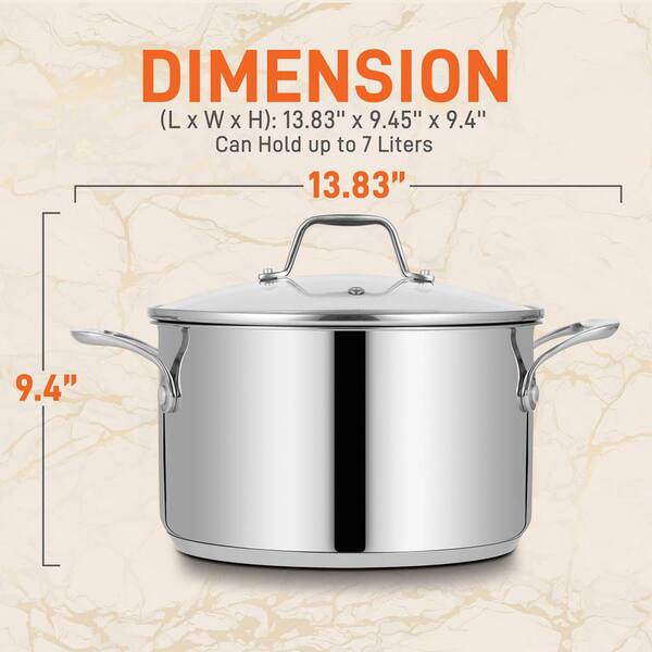 Stock Pot Cooking Pot Induction Pan Soup Pot with Glass Lid Easy to Clean 