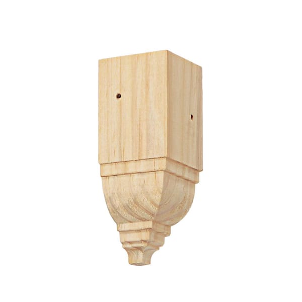 Inside Crown Trim Block - 4.5 in. H x 1.75 in. Dia. - Sanded Unfinished Pine - DIY Designer Home Decorative Accents