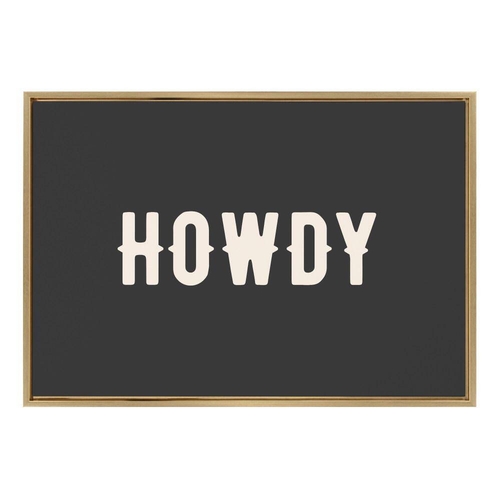 Kate & Laurel All Things Decor 23"x33" Sylvie Howdy Landscape Black Framed Canvas by Honey Island Studio Bright Gold