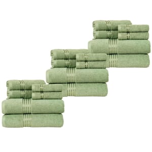 18-Piece Green Cotton Bath Towel Set