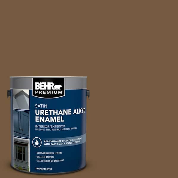 BEHR PREMIUM 1 gal. #290F-7 Wooden Cabin Urethane Alkyd Satin Enamel Interior/Exterior Paint