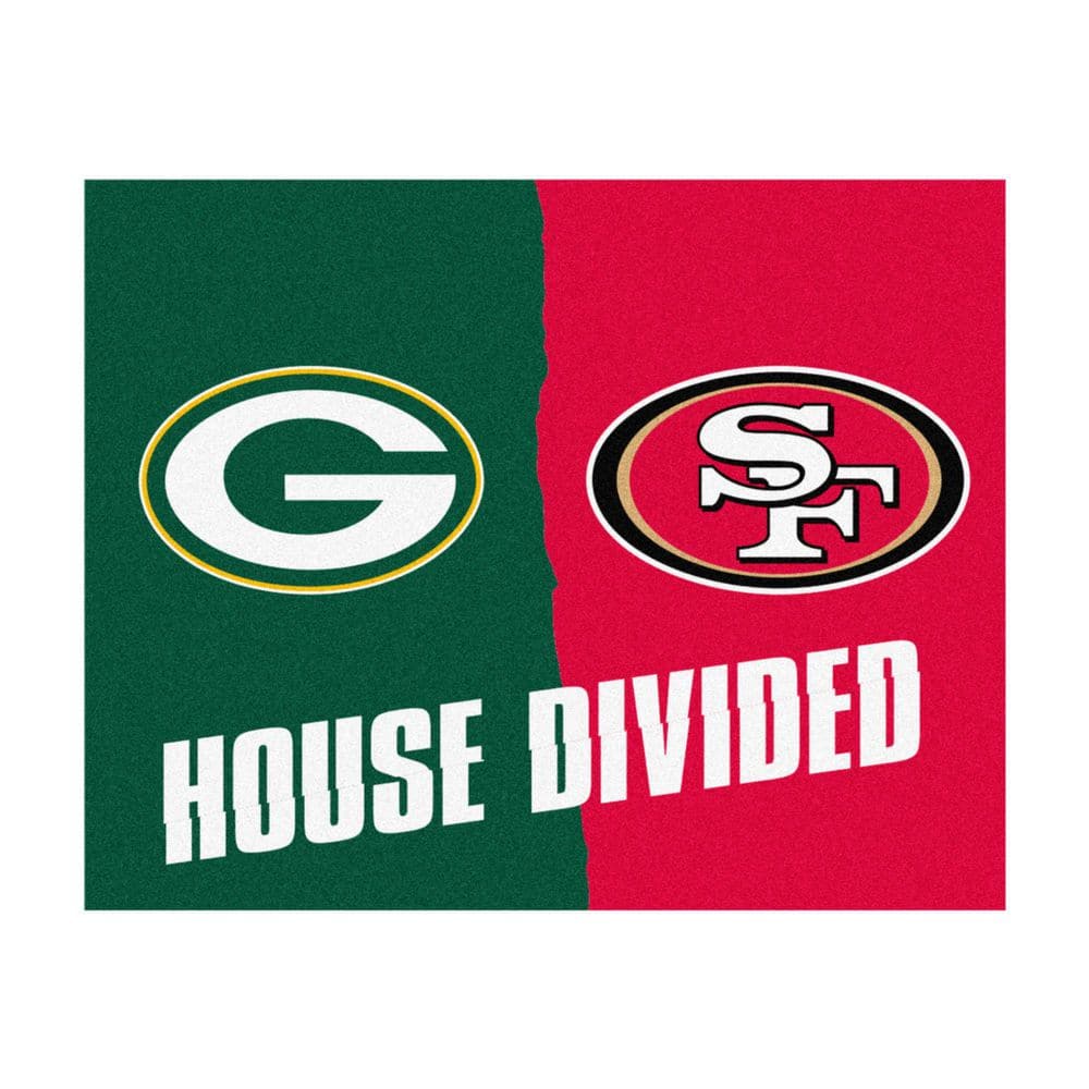 FANMATS NFL Packers/49ers Multi-Colored 3 ft. x 3.5 ft. House Divided Area  Rug 27591 - The Home Depot