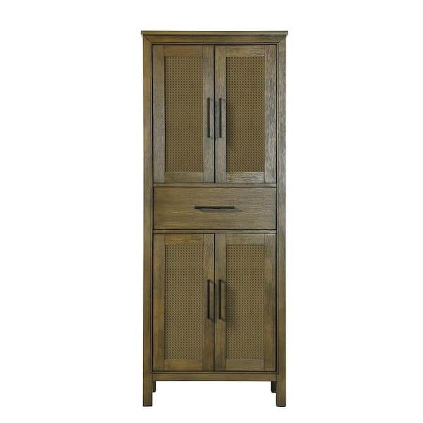 28 in. W x 18 in. D x 72 in. H Brown Freestanding Linen Cabinet
