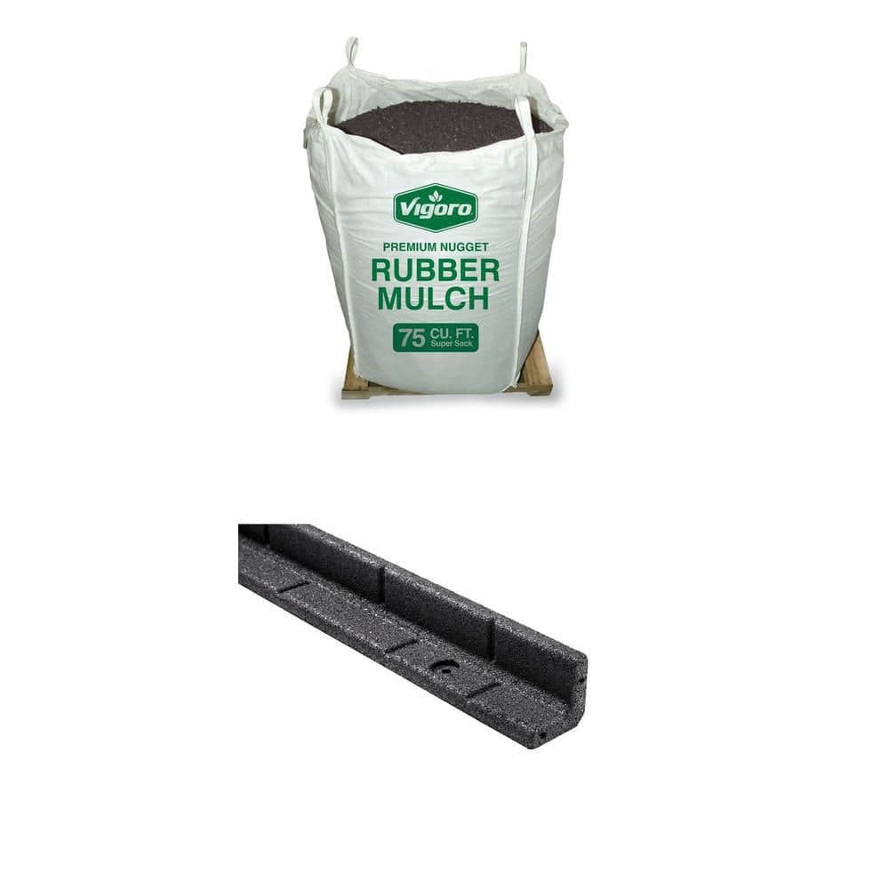 Vigoro 75 cu. ft. Espresso Black Rubber Nugget Mulch and 48 in. x