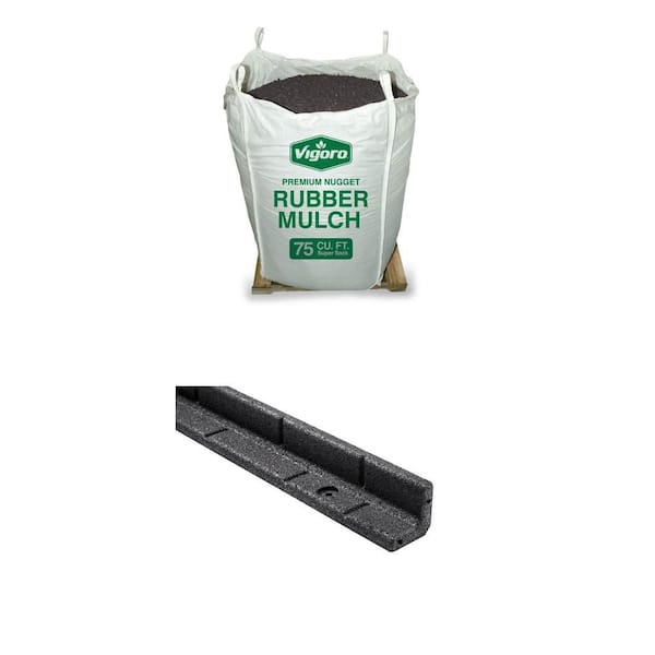75 cu. ft. Espresso Black Rubber Nugget Mulch and 48 in. x 3 in. Rubber Edging (48-Pack) Combo