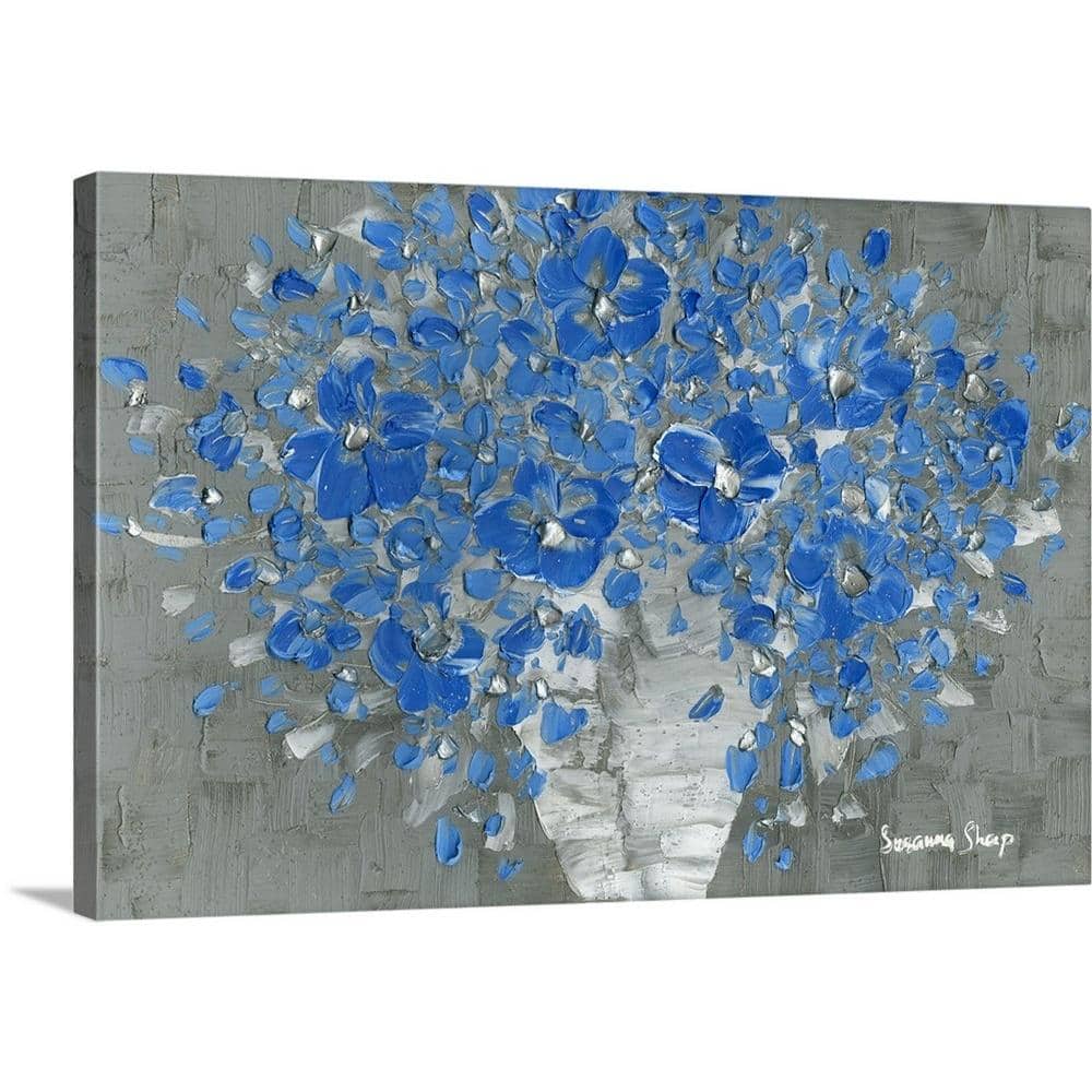 Beautiful Blue Glass Floral Painting in Vases on 8x10 Canvas