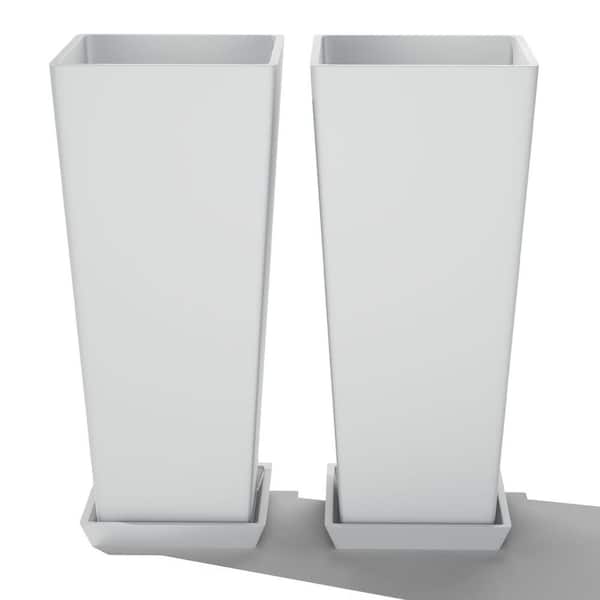 10 Gallon White Tall Planter Pots-24 in. Plastic Nursery Pots (2-Pack)