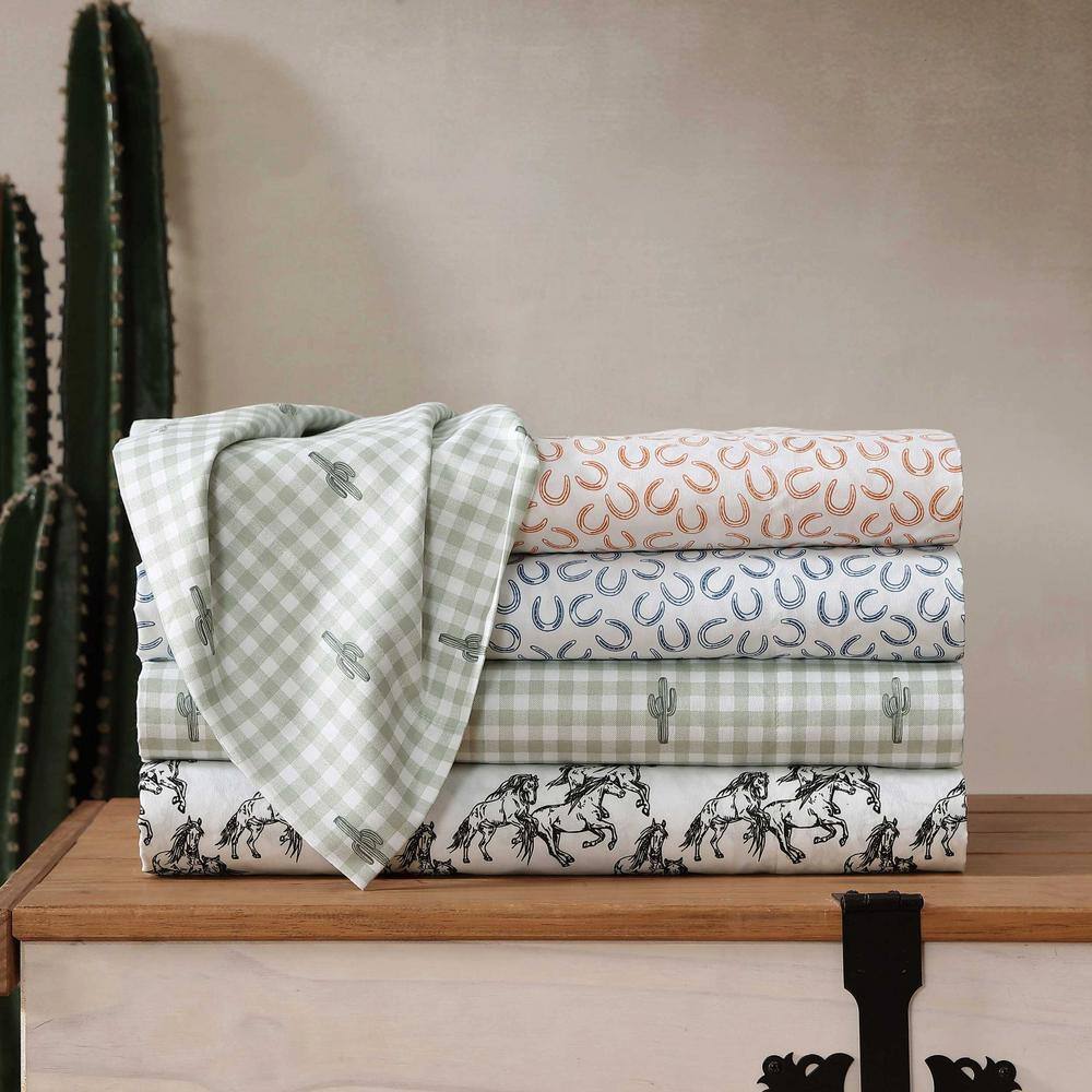 Green Plaid Cactus Twin Microfiber Bedding Set