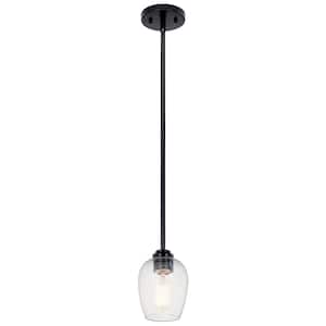 Valserrano 1-Light Black Traditional Standard Kitchen Goblet Mini Pendant Hanging Light with Clear Seeded Glass
