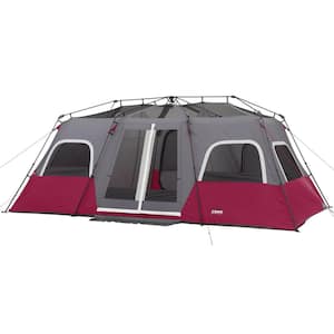 18 ft. x 120 in. Equipment 12-Person Double Door Instant Cabin Tent in Wine