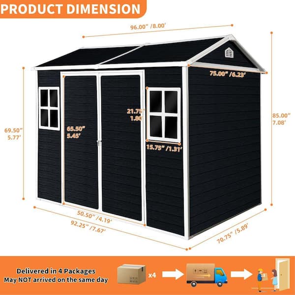ToolCat 6 x 8 ft. Outdoor Storage Resin Shed with 2-Window and