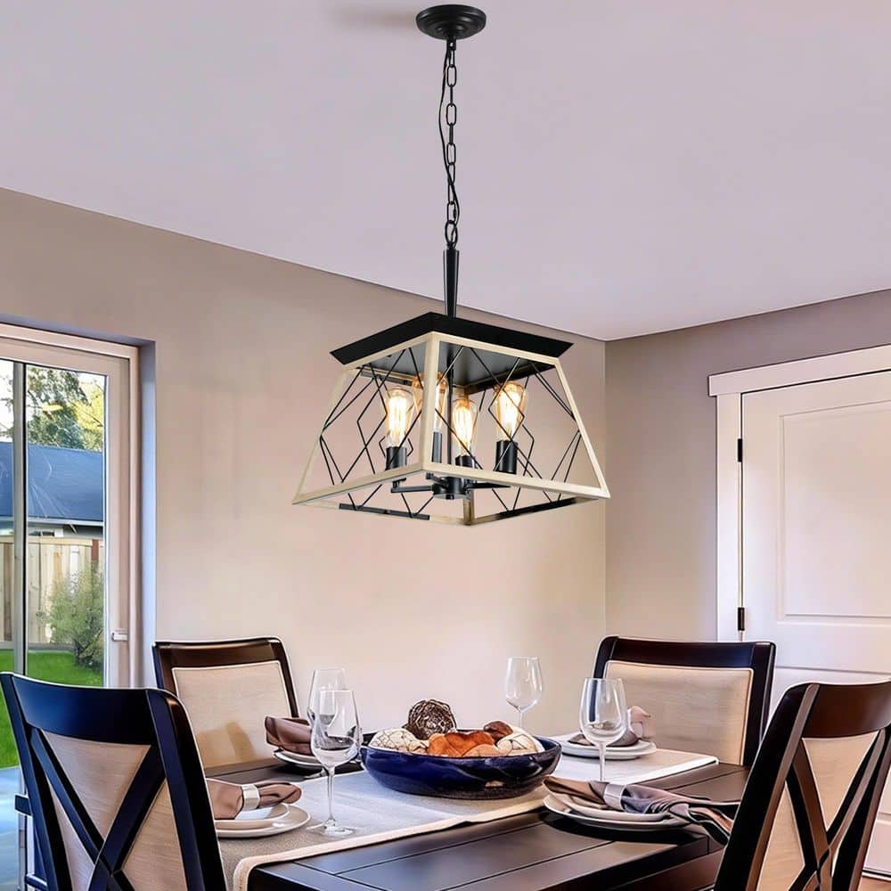 4-Light Farmhouse Chandelier Pendant Vintage Antique Light Fixture for Kitchen Dining Room Living Room in Oak price history on PriceWatchPro